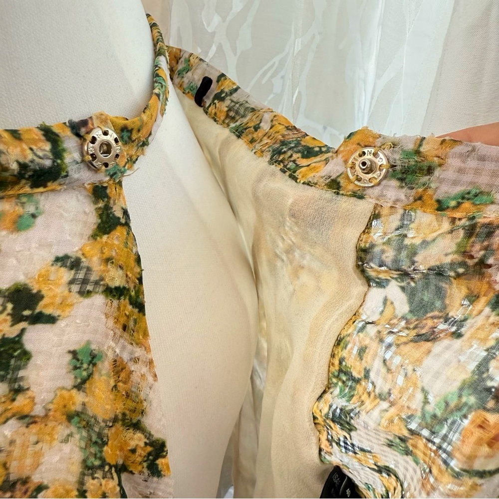 ISABEL MARANT GREEN YELLOW WHITE FLORAL PRINT RUFFLE SIDE TIE WRAP MINI SKIRT - Picture 12 of 15